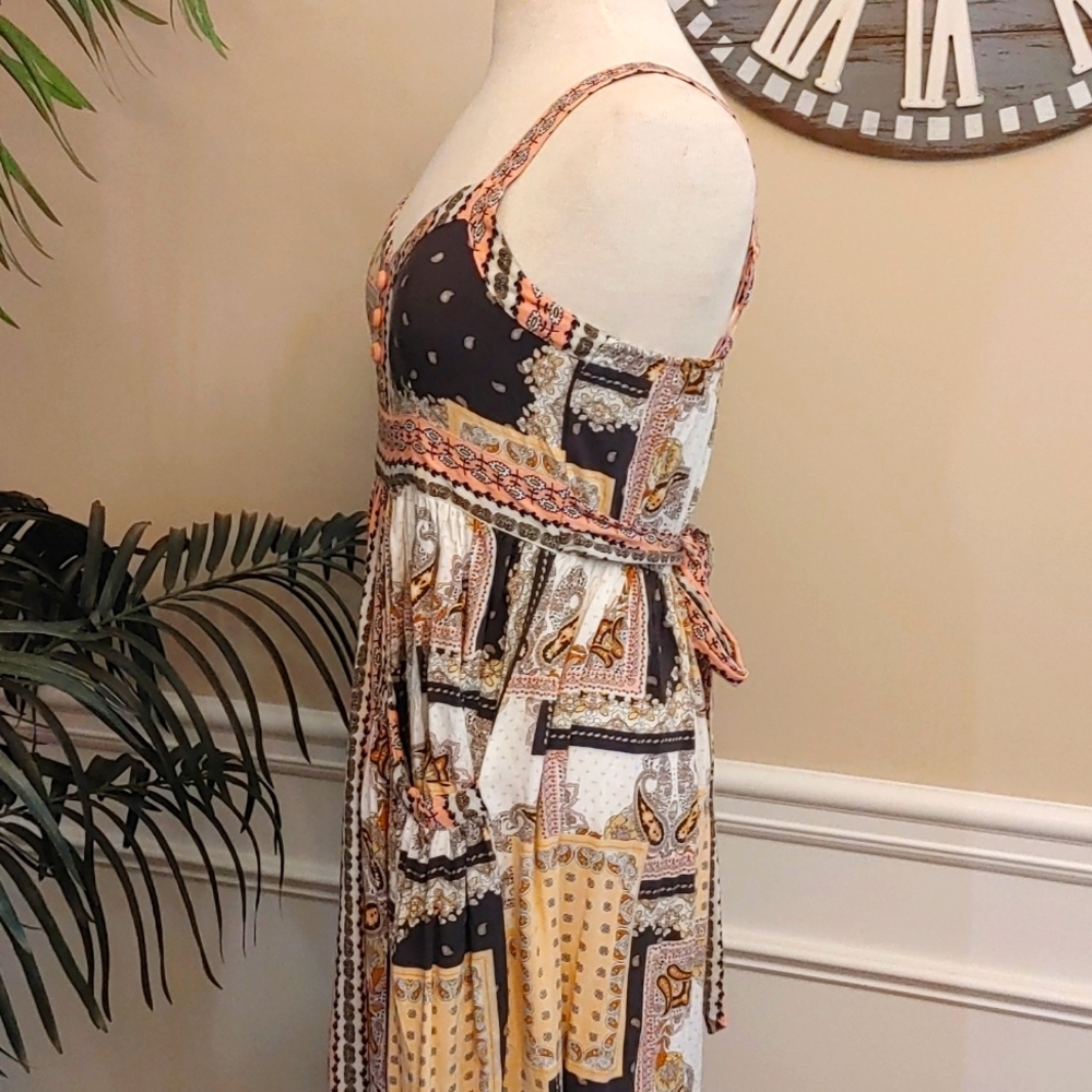 Matilda Jane Perfectly Paisley maxi v-neck with pockets and Belts Size M - Picture 7 of 13